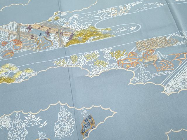 平和屋本店●極上　創業460年・千總　訪問着　刺繍　人物風景文　金糸　大丸扱い　薄花色地　逸品　CYAA4553s6_2