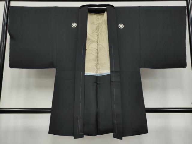 平和屋本店●極上　男性　黒紋付・羽織・馬乗り袴セット　羽裏：宝船　逸品　未使用　CYAA4543s6_6