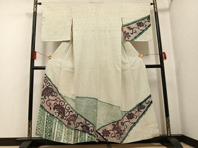 平和屋着物●訪問着　総絞り　花唐草文　松坂屋扱い　正絹　逸品　AABF8121ph