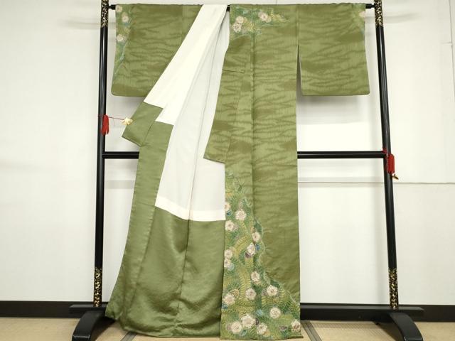 平和屋着物●訪問着　辻が花　絞り　金通し地　正絹　逸品　AABF6628cs_1