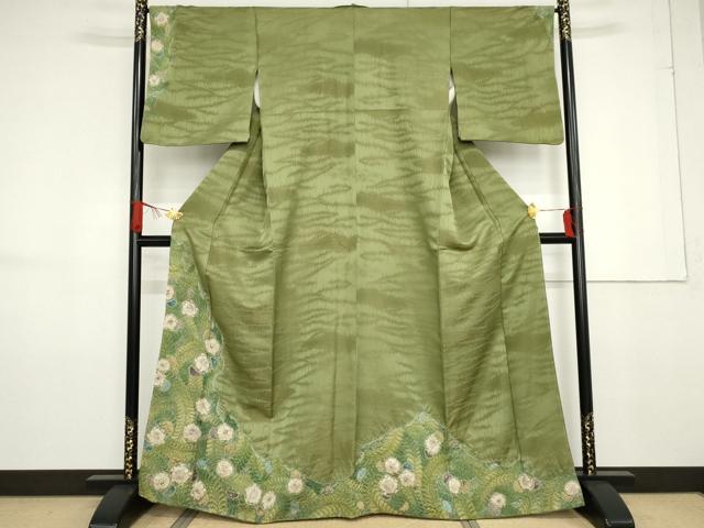 平和屋着物●訪問着　辻が花　絞り　金通し地　正絹　逸品　AABF6628cs