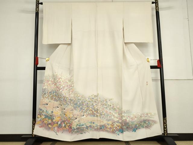 平和屋着物●本加賀友禅作家　百貫華峰　色留袖　花鳥文　暈し染め　正絹　逸品　AABF9054cs