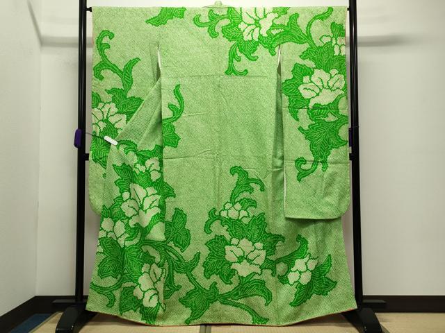 平和屋着物●豪華振袖　総絞り　花唐草文　正絹　逸品　CABC8057gh