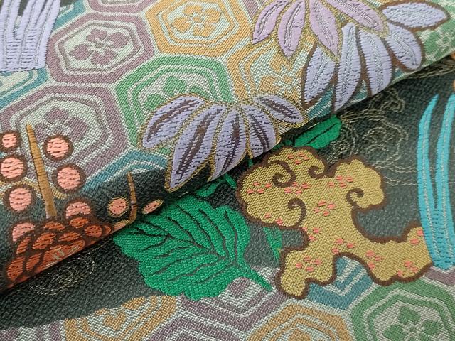 平和屋本店●極上　1854年創業　帯屋捨松　六通柄袋帯　唐織　吉祥草花文　金糸　共箱付き　逸品　未使用　DZAB4846kh6_4