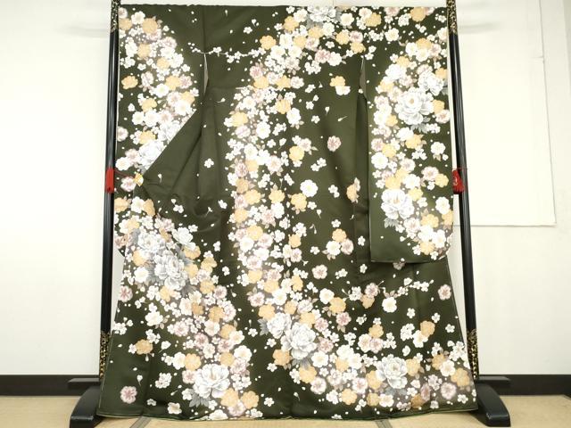 平和屋着物●H・L（アッシュエル）　HENRI-LUC CHAPUIS　振袖　舞花文　暈し染め　洗える着物　AABG0343cs