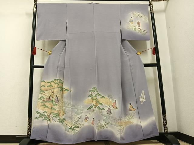 平和屋着物○友禅作家 岡部修治 訪問着 枝花文 暈し染め 金銀彩 ロング