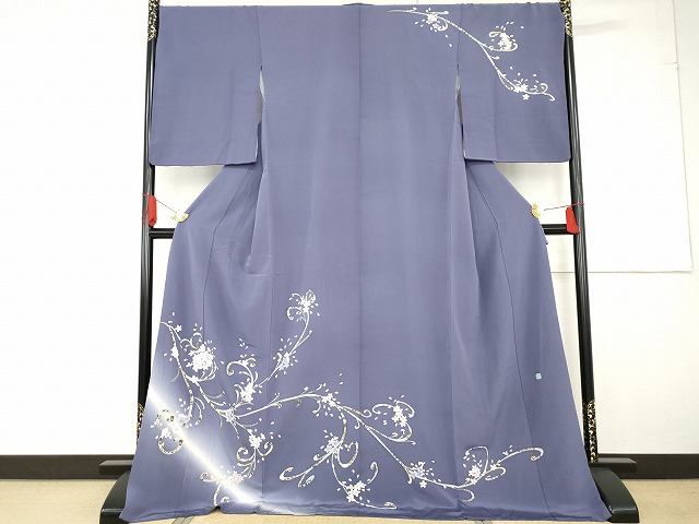 平和屋着物●本加賀友禅作家　松島由美　訪問着　花唐草文　暈し染め　やまと金ラベル　ロング丈　正絹　逸品　AABG0399cs