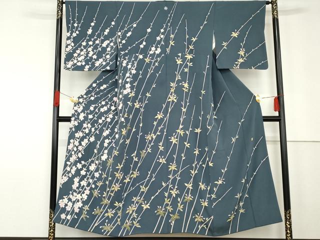 平和屋着物●本加賀友禅作家　小田美知代　訪問着　枝梅　正絹　逸品　AABG2685cs