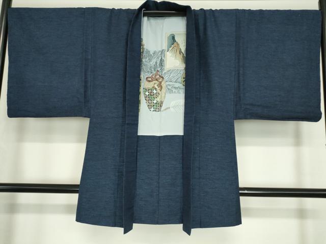 平和屋着物●男性　紬　アンサンブル　霞文　正絹　逸品　DABC3037az_7