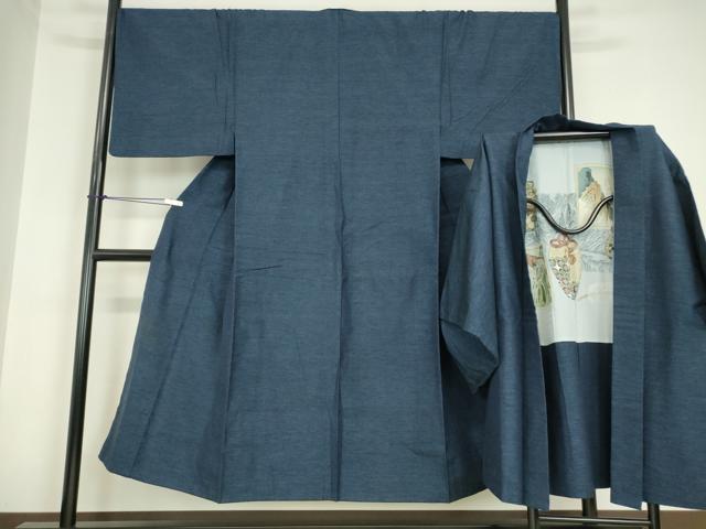 平和屋着物●男性　紬　アンサンブル　霞文　正絹　逸品　DABC3037az
