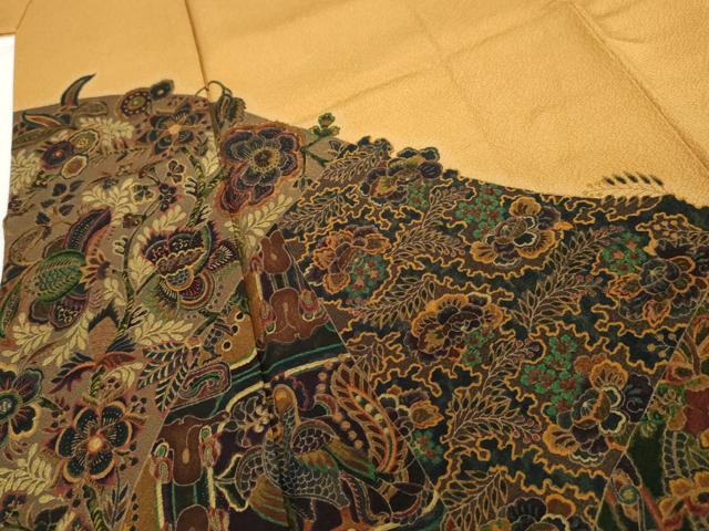 平和屋着物●前田仁仙　仁仙更紗　色留袖　更紗花鳥文　正絹　逸品　AABG2758cs_3