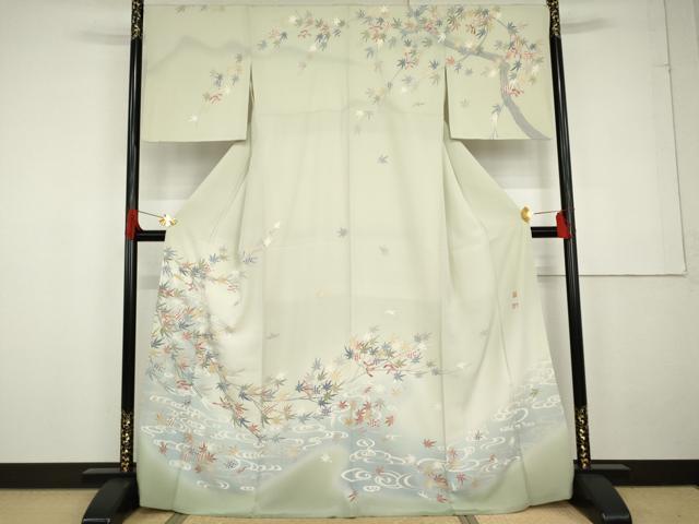 平和屋着物●本加賀友禅作家　白坂幸蔵　訪問着　竜田川　暈し染め　正絹　逸品　AABG2759cs