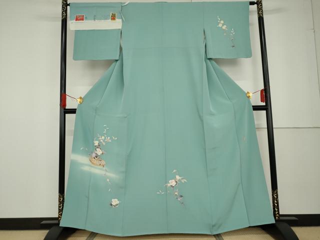平和屋着物●本加賀友禅作家　南克治　訪問着　飾花文　暈し染め　浜ちりめん　反端付き　正絹　逸品　AABG3488cs