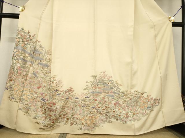 平和屋着物●総刺繍　蘇州刺繍　訪問着　風景花文　正絹　逸品　AABG2656ck 平和屋着物○総刺繍 蘇州刺繍 訪問着 風景花文 正絹 逸品 AABG2656ckの