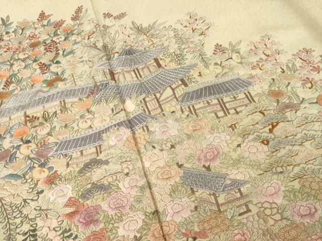 平和屋着物●総刺繍　蘇州刺繍　訪問着　風景花文　正絹　逸品　AABG2656ck 平和屋着物○総刺繍 蘇州刺繍 訪問着 風景花文 正絹 逸品 AABG2656ckの