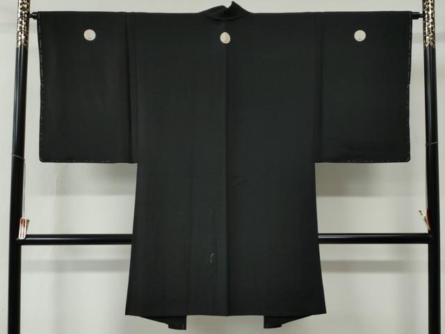 平和屋着物●男性　黒紋付　羽織セット　羽裏：風景文　正絹　逸品　未使用　CABC6893yc 平和屋着物○男性 黒紋付 羽織セット 羽裏：風景文 正絹 逸品 未使用