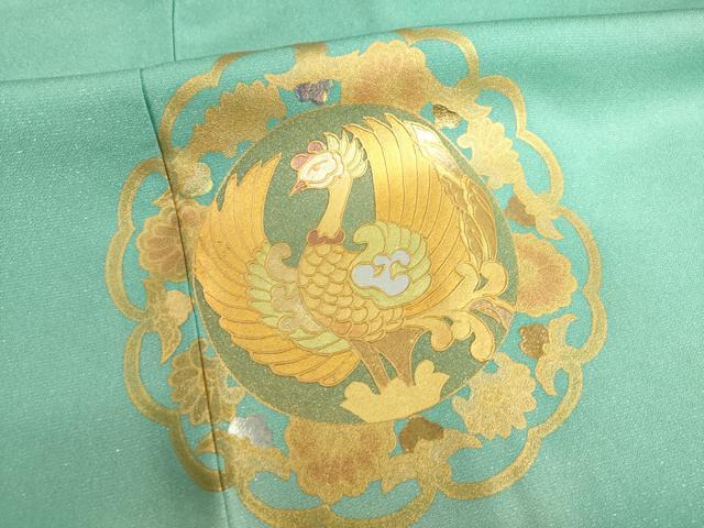 平和屋着物●金彩友禅作家　金彩の魔術師　堀省平　金煌織　訪問着　花鳥文　暈し染め　金銀彩　銀通し地　正絹　逸品　AABG3720ck_5