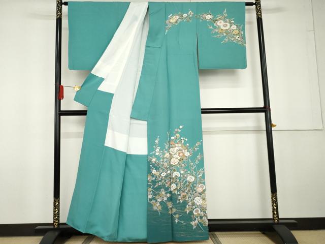 平和屋着物●訪問着　流水枝花文　暈し染め　金彩　正絹　逸品　AABG5323cs_1