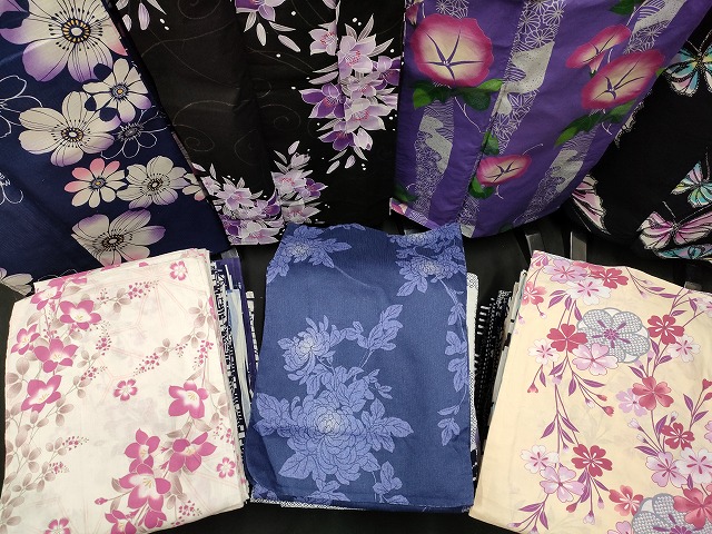 平和屋本店■浴衣 まとめて 45点 蝶 菊 花柄 朝顔 ラメ しじら織 など 着用可能多数 未使用品あり ppp3465_4
