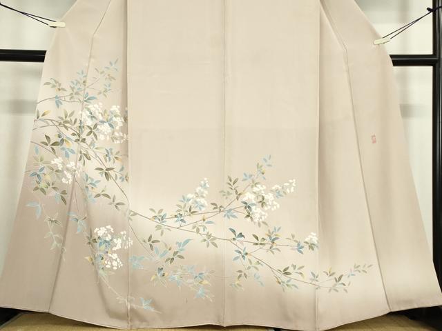 平和屋着物●訪問着　友禅　作家物　枝花文　暈し染め　正絹　逸品　DABC3245az_3