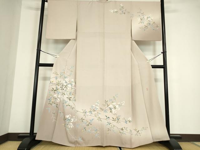 平和屋着物●訪問着　友禅　作家物　枝花文　暈し染め　正絹　逸品　DABC3245az
