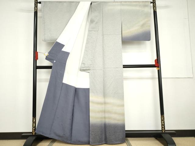 平和屋着物●久保田一竹　幻の辻が花　訪問着　霞文　暈し染め　金通し地　鈴乃屋扱い　正絹　逸品　AABG5433cs_1