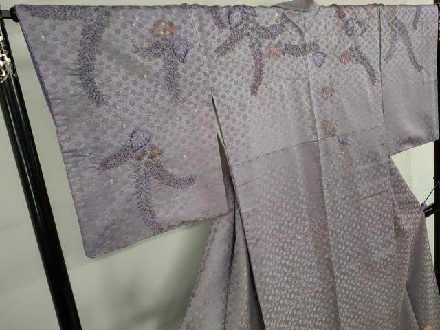 長閑やかさ屋中央局●最御膳上等 初代 久保田一竹 幻の辻が花 短い訪問着 葵 暈し染め 金通し地 大丸取りまわし 珠玉 DZAA6698kh6