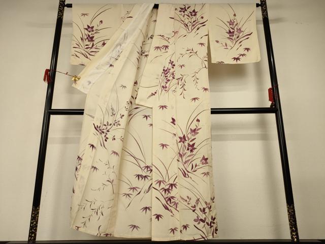 平和屋着物＊夏物　小紋　絽　草花文　正絹　逸品　AABG7376jd_2