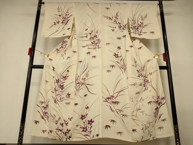 平和屋着物＊夏物　小紋　絽　草花文　正絹　逸品　AABG7376jd_1