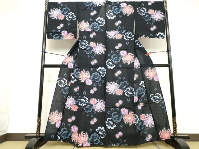 平和屋着物∴夏物　浴衣　乱菊　黒地　綿　逸品　DABD2636cd 平和屋着物∴夏物 浴衣 乱菊 黒地 綿 逸品 DABD2636cdの通販 by 平和屋