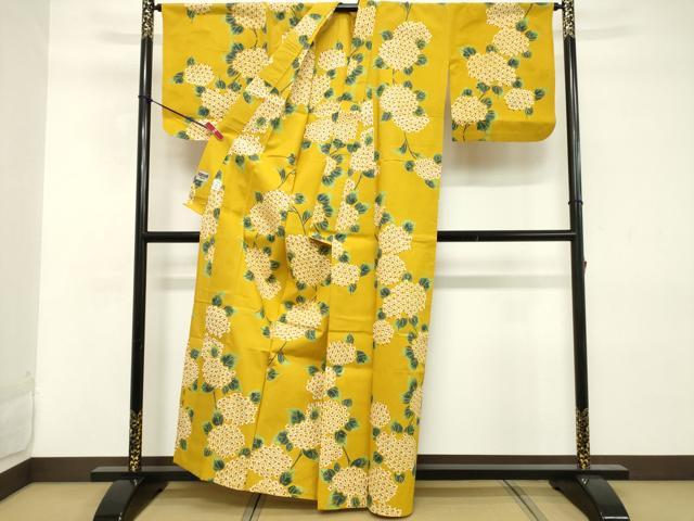 平和屋着物∴世界的ファッションデザイナー　山本寛斎　kansaiブランド　夏物　浴衣　草花文　綿　逸品　DABD2619cd_1