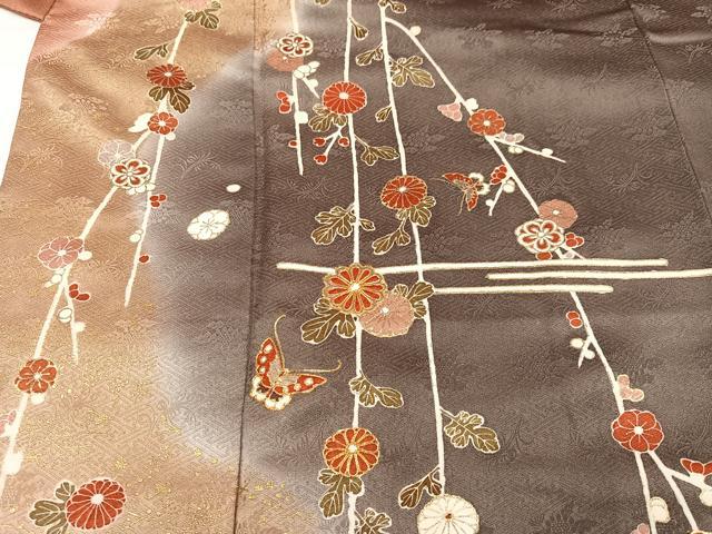 平和屋着物●訪問着　駒刺繍　花蝶文　暈し染め　金彩　正絹　逸品　AABG7341ph_3
