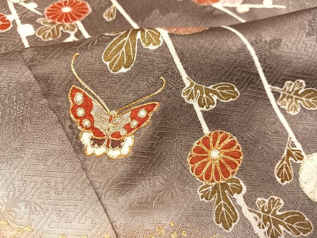平和屋着物●訪問着　駒刺繍　花蝶文　暈し染め　金彩　正絹　逸品　AABG7341ph_5