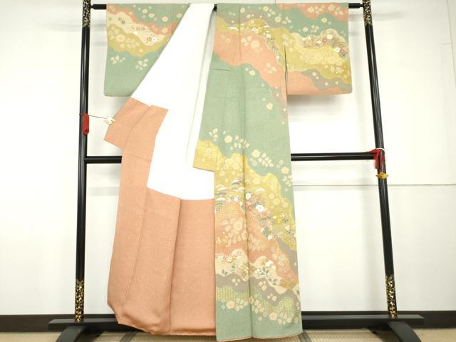 平和屋着物●京友禅の第一人者　松井青々　訪問着　辻が花　駒刺繍　金彩　正絹　逸品　AABG7897cs_1