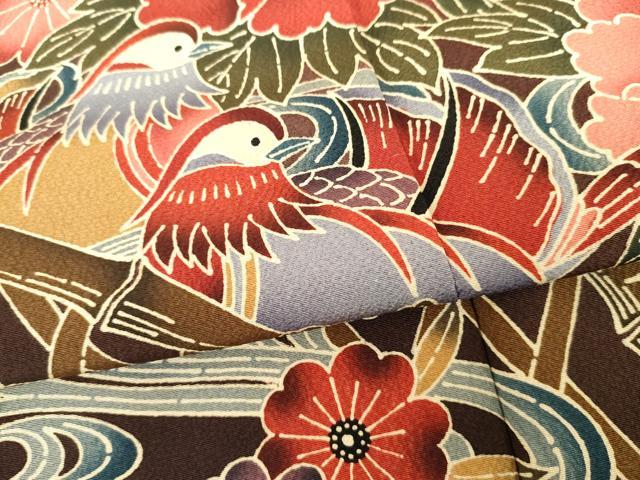 平和屋着物●豪華振袖　紅型　流水鴛鴦風景文　さが美扱い　正絹　逸品　AABG7898cs 平和屋着物○豪華振袖 紅型 流水鴛鴦風景文 さが美扱い 正絹 逸品