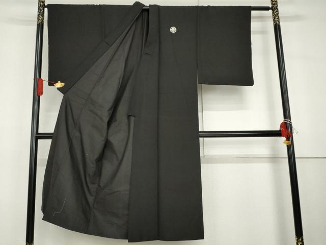 平和屋着物●男性　黒紋付・羽織セット　正絹　逸品　AABG7912cs_1