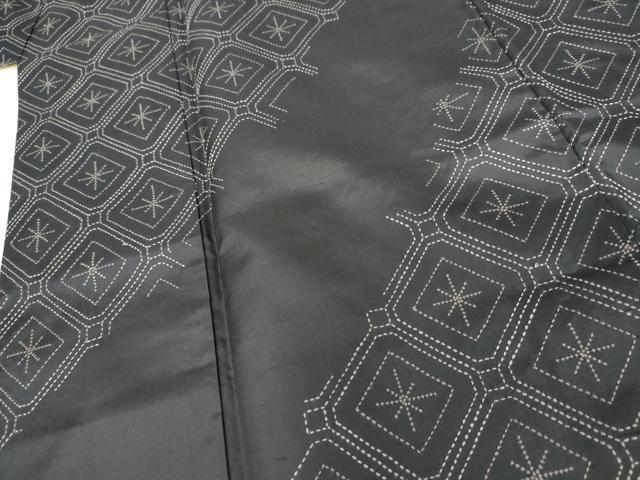 平和屋着物●訪問着　作家物　紬地　刺し子　蜀江花文　ロング丈　正絹　逸品　AABG7920cs_3