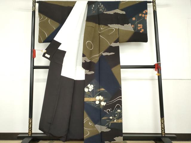 平和屋着物●訪問着　切嵌草花文　暈し染め　金彩　やまと金ラベル　正絹　逸品　AABG7907cs_1