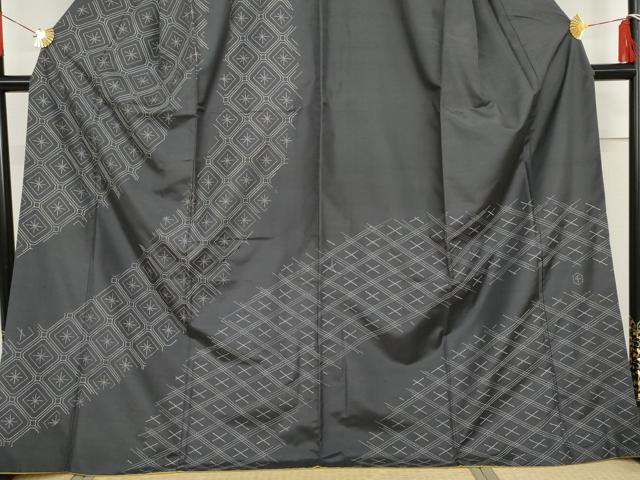 平和屋着物●訪問着　作家物　紬地　刺し子　蜀江花文　ロング丈　正絹　逸品　AABG7920cs_2