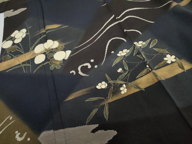 平和屋着物●訪問着　切嵌草花文　暈し染め　金彩　やまと金ラベル　正絹　逸品　AABG7907cs_4