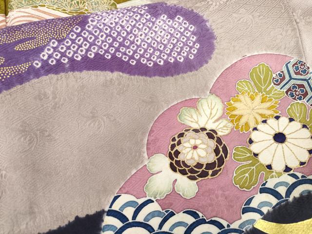 平和屋着物●豪華振袖　友禅　絞り　花鳥松文　金彩　正絹　逸品　AABG7922cs 平和屋着物○豪華振袖 友禅 絞り 花鳥松文 金彩 正絹 逸品 AABG7922cs