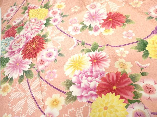 平和屋着物●訪問着　駒刺繍　草花文　金通し地　正絹　逸品　AABG7963cs_4