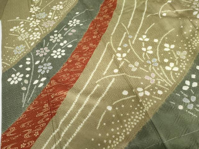 平和屋着物●訪問着　絞り　枝花文　金彩　ますいわ屋扱い　正絹　逸品　未使用　AABG7971cs_4