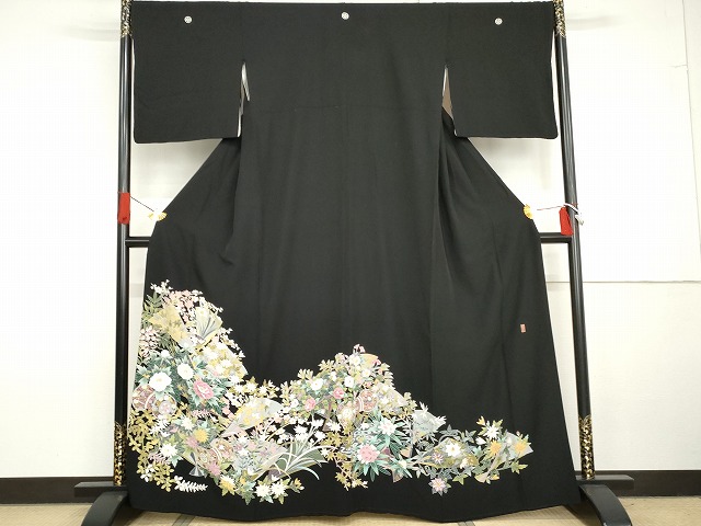 平和屋着物●本場加賀友禅作家　森田耕三　黒留袖　花鼓文　正絹　逸品　AABG7940cs