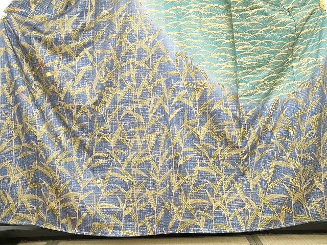 平和屋着物●訪問着　駒刺繍　葦　雪芝枝葉文　暈し染め　金彩　正絹　逸品　未使用　AABG7931cs_2