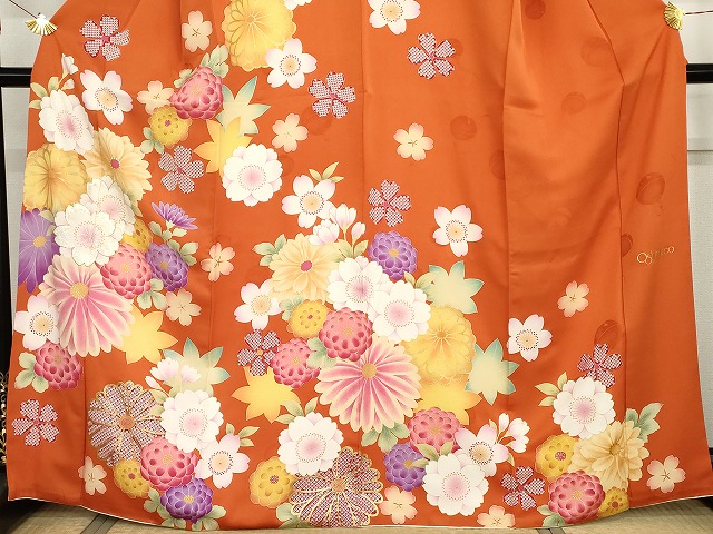 平和屋着物●大島優子　訪問着　刺繍　舞花文　金彩　金銀糸　正絹　逸品　AABG7950cs_2