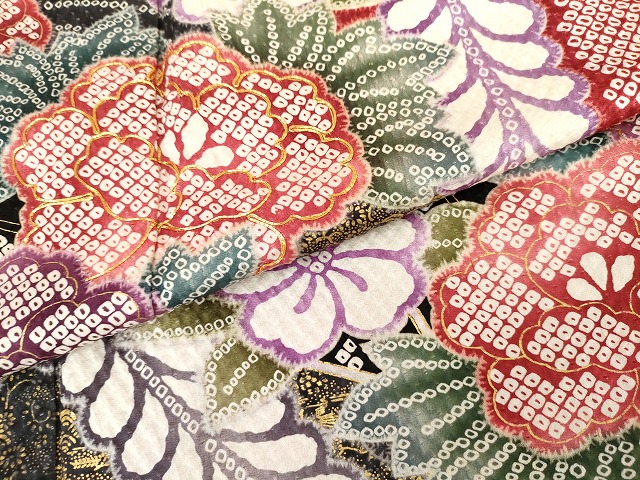 平和屋着物●訪問着　駒刺繍　草花文　金彩　正絹　逸品　AABG7949cs_5