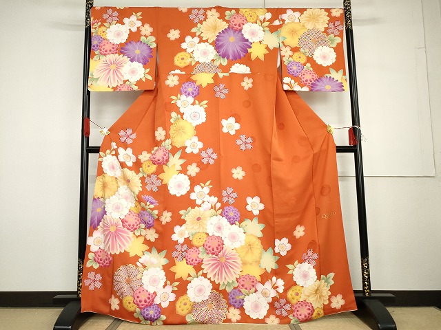 平和屋着物●大島優子　訪問着　刺繍　舞花文　金彩　金銀糸　正絹　逸品　AABG7950cs