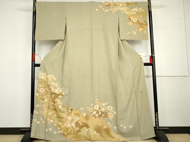 平和屋着物●京友禅の第一人者　松井青々　訪問着　吉祥松竹梅文　金彩　正絹　逸品　AABG7956cs