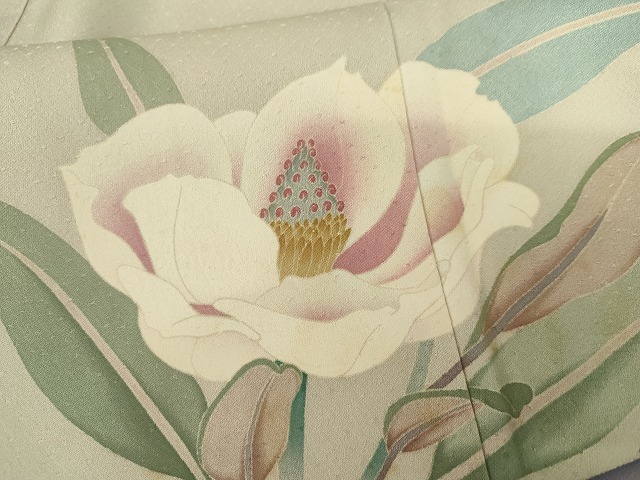 平和屋着物●創作友禅　百仙　木村渉基　訪問着　手描き　白蓮水　保証書付き　正絹　逸品　AABG7976cs_4